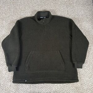 Cove Sweater Mens XL Green Sherpa Fleece Quarter Zip Mock Neck Pullover‎